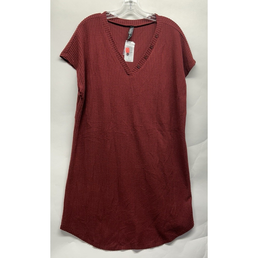 Torrid Womens Size 0 Red Short Sleeve Waffle Henlet Lounge Gown Pajama Top (S3)